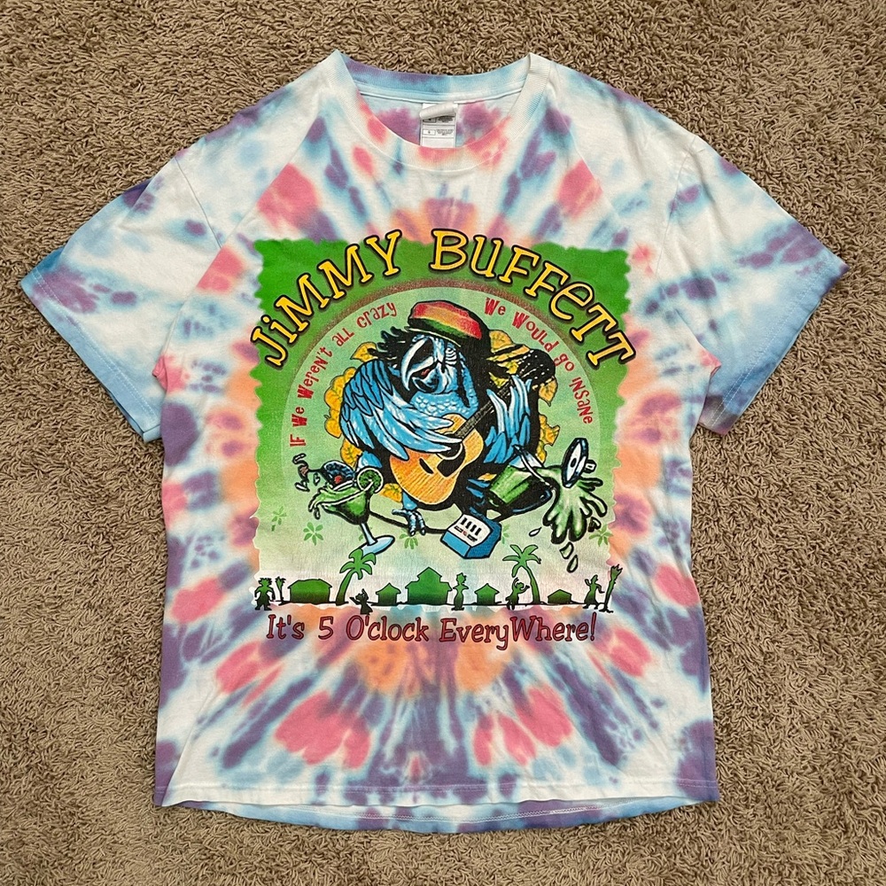 Jimmy Buffett 2004 License To Chill Tour T Shirt Tie Dye Multicolor Rock Band L